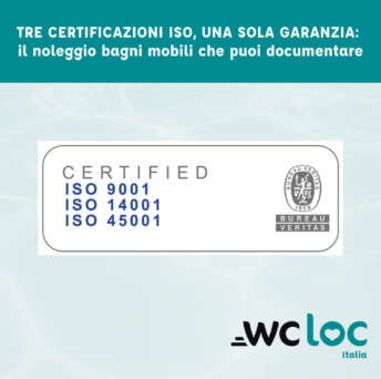 Tre certificazioni ISO, una sola garanzia: il noleggio bagni mobili che puoi documentare